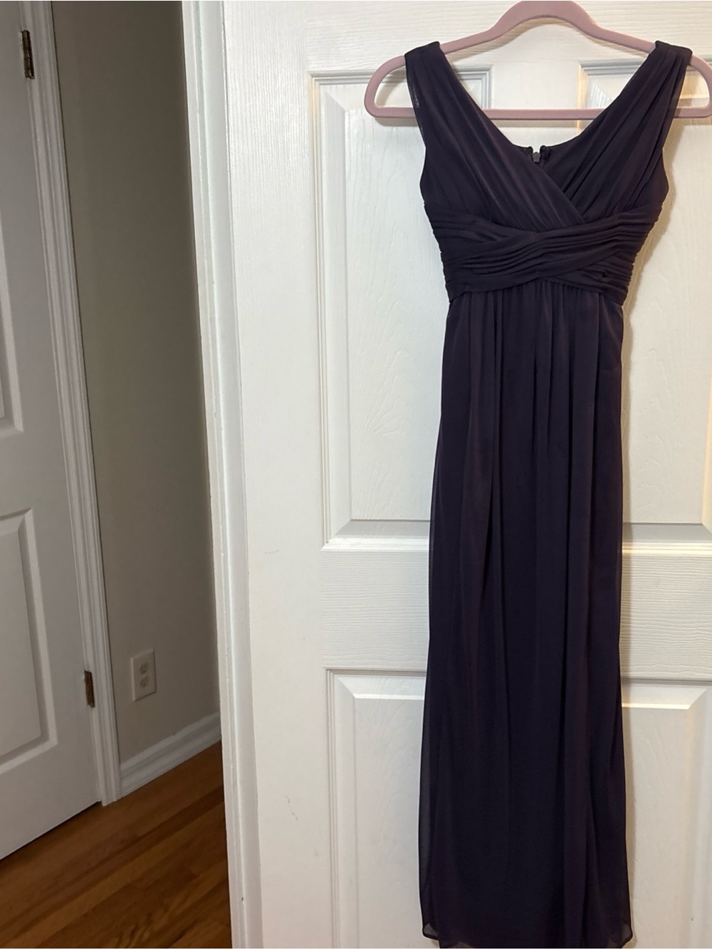 David's Bridal Deep Navy V-Neck Sleeveless Maxi Gown